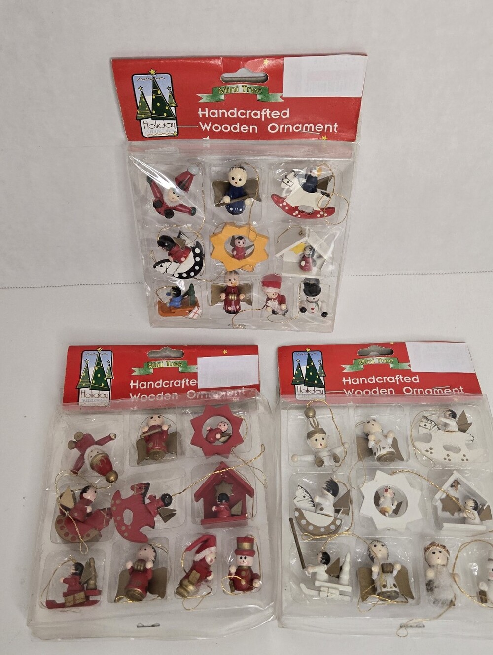 Vintage Painted Wooden Christmas Ornaments Set Of 30 Original Packaging